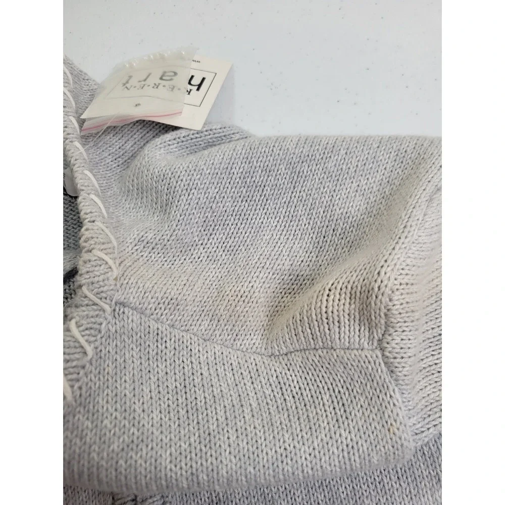 NOS VTG Keren Hart Cardigan Sweater Winter Ski Scene Bead Snowflake Gray Small